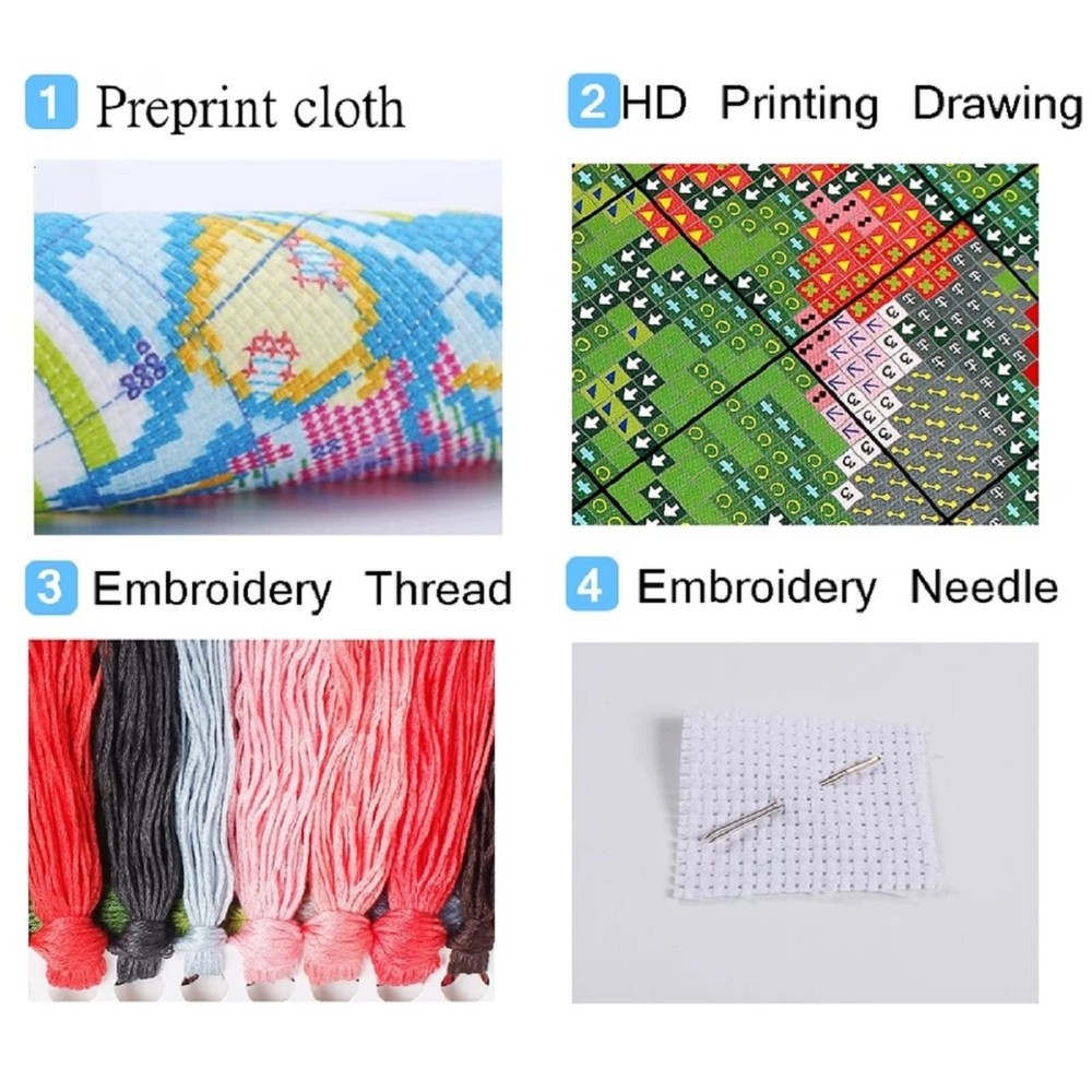 Findvoor Stamped Cross Stitch Kits for Beginners Full Range Small, Pattern 31