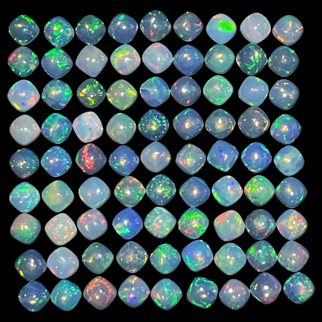 20 Pcs Natural Opal 4mm Cushion Flashy Untreated Loose Cabochon Gemstones Lot