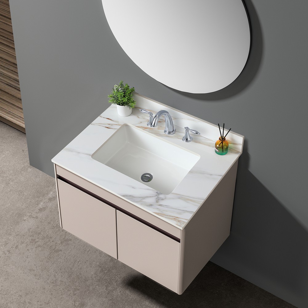31Inch Marble Vanity Top Sintered Stone Undermount Rectangular Sink Backsplash