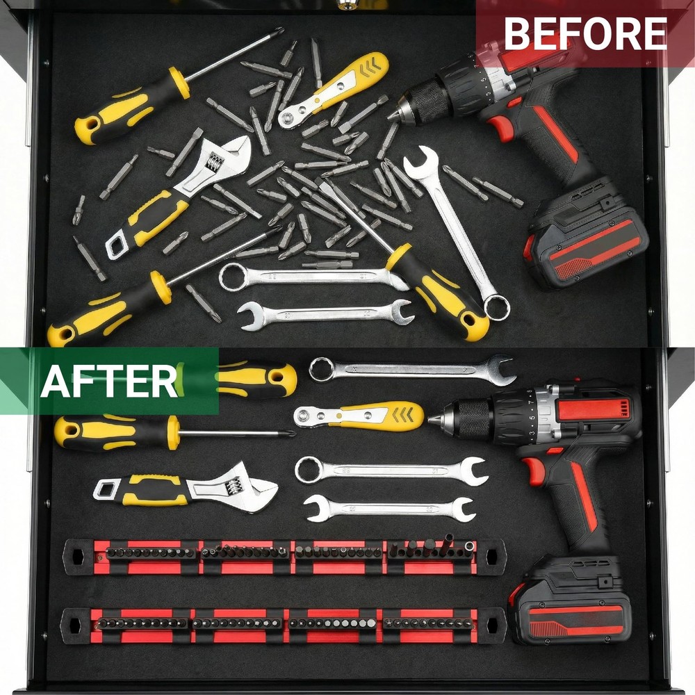 Cenforge 2-PC Magnetic Drill Bit Organizer, Slidable Rack, 80...