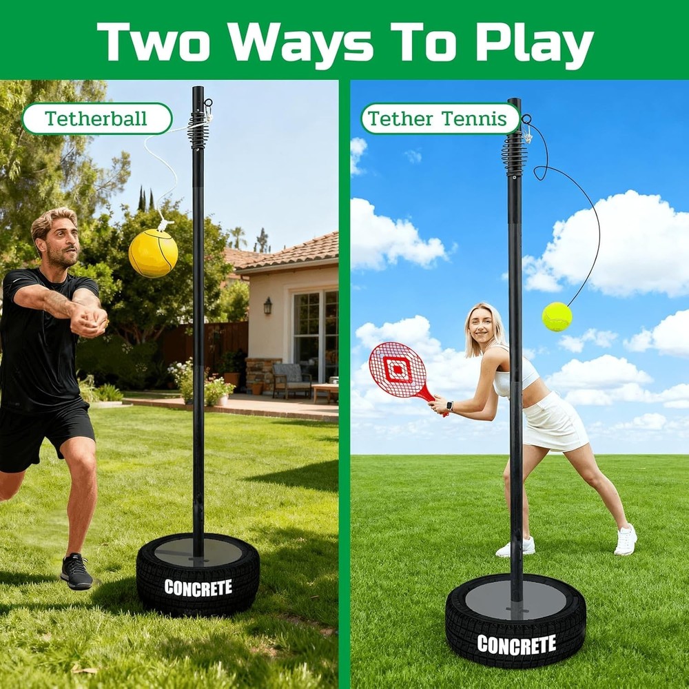 Tetherball Tennis&Tetherball Set,Tetherball Equipment with Pole for Backyard,Wit