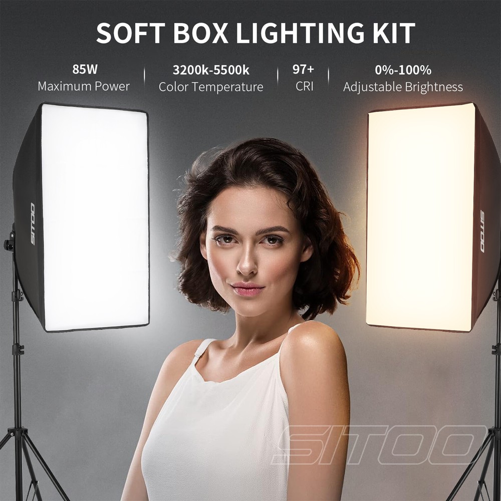 2Pcs Softbox Lighting Kit LED Continuous Photography Tripod Remote Control