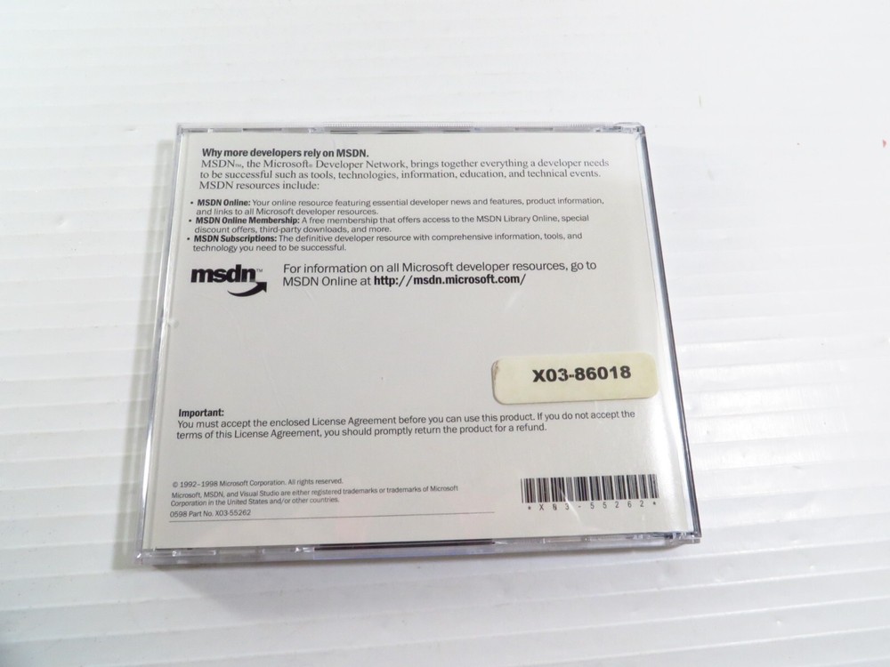 Microsoft MSDN Library Visual Studio  6.0 Two CD Set for Windows98 Windows NT