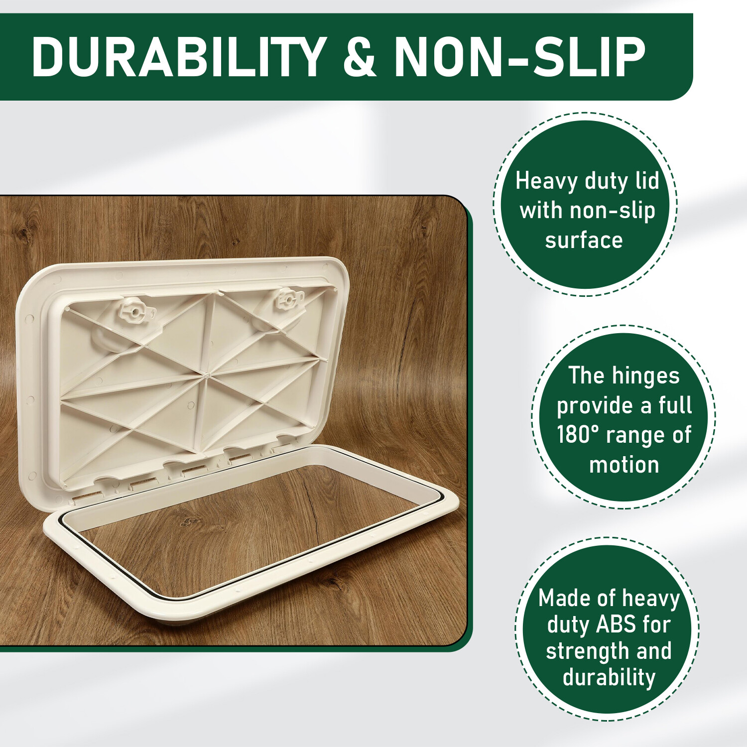 White Marine Boat Deck Hatch Lid 24" X 14" 180 Hinge Strong Recessed Handle