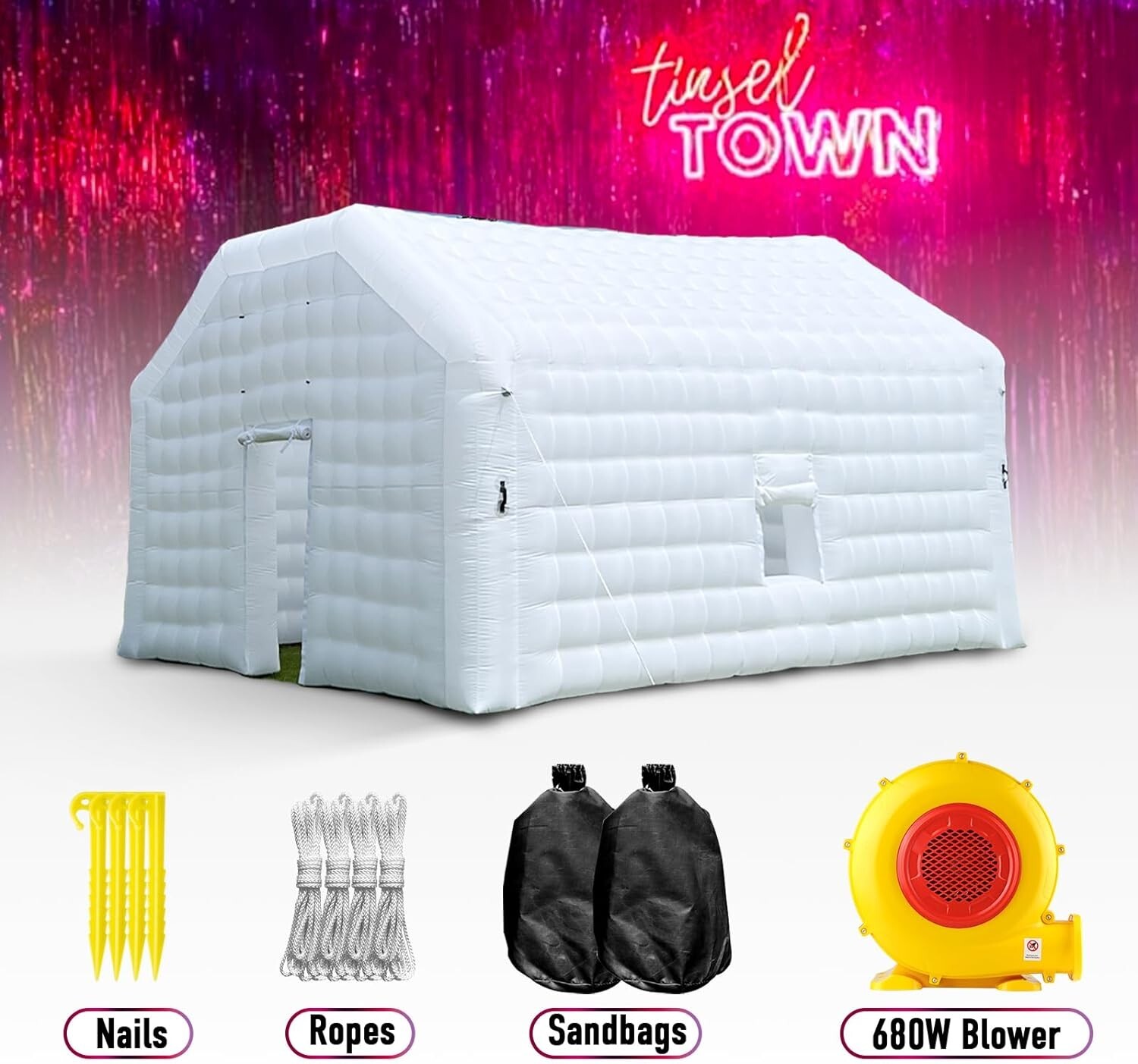 OZIS 20FT Inflatable Cube Wedding Tent Nightclub Tent Custom Logo White Portable