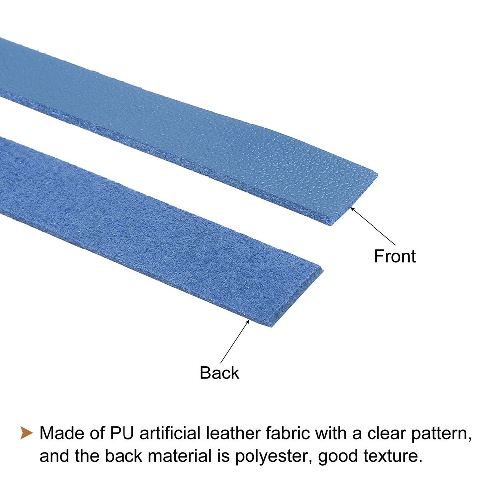 Faux Leather Straps Strip Leather String 1cm/0.4" Width, Lake Blue,2pcs