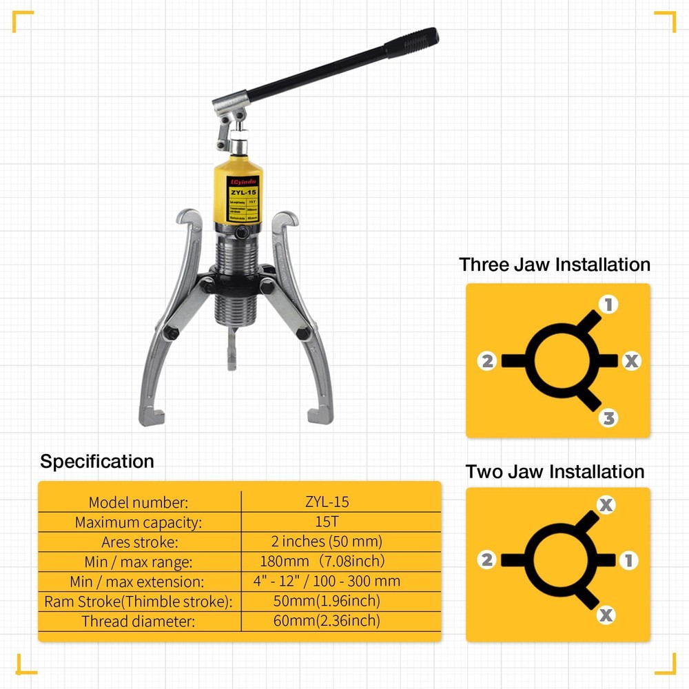 Bearing Puller w/2/3 Jaws Heavy Duty Hydraulic Puller Hydraulic Gear Puller