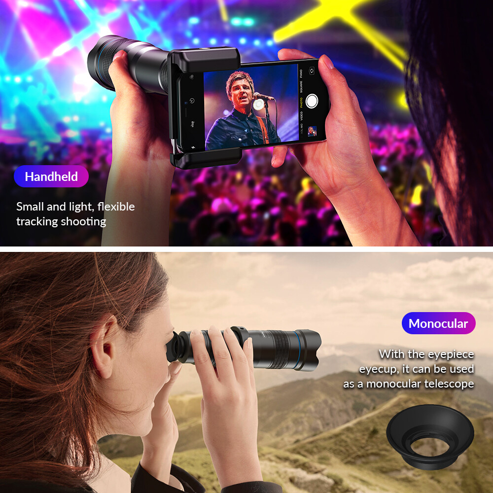 APEXEL 36X High Magnification Monocular LongRange Phone Telescope Telephoto Lens