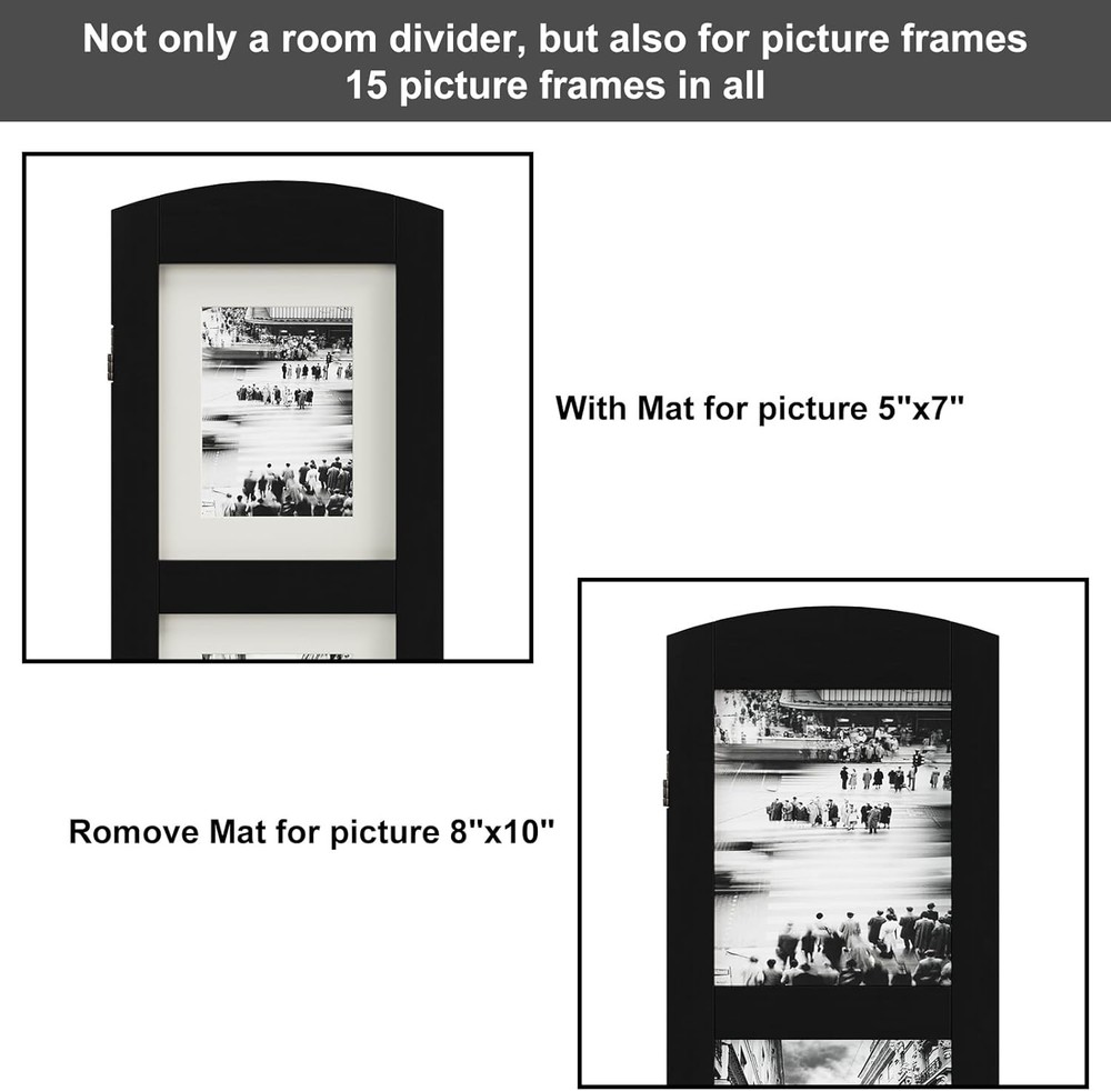 3 Panel Photo Room Divider Screen Solid Wood Divider Room Separation