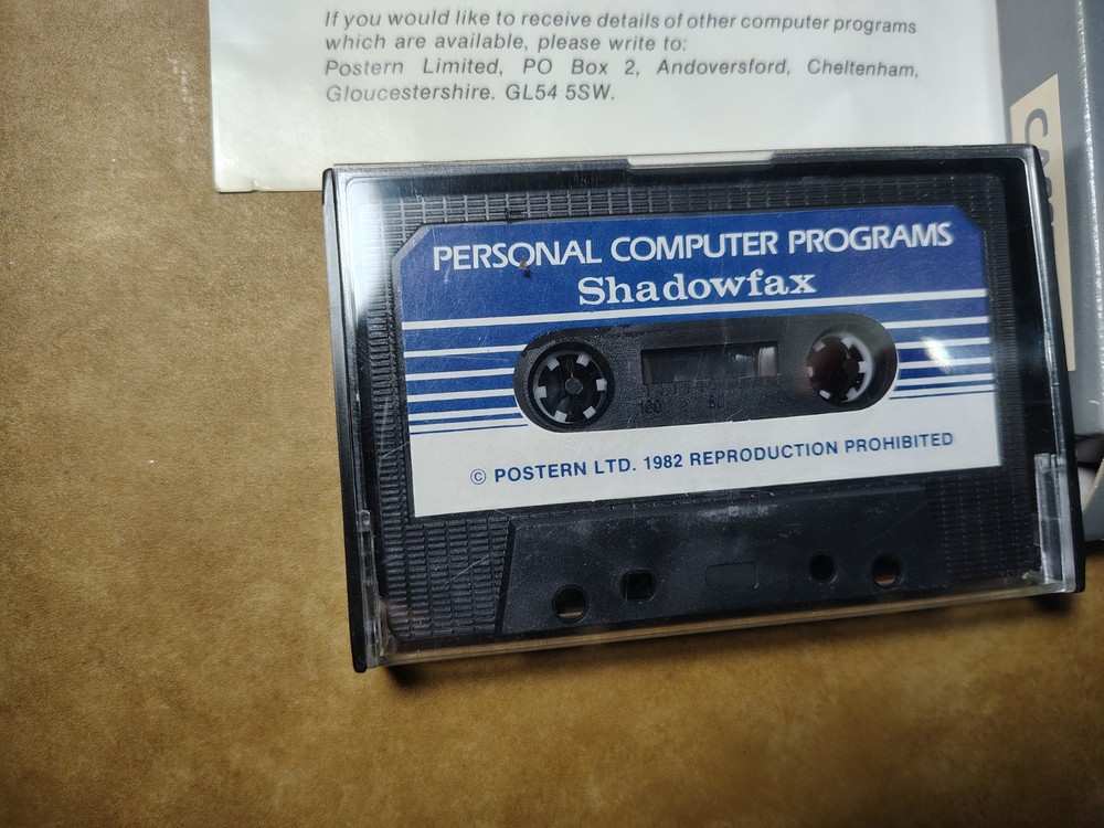 Commodore VIC-20 Postern Shadowfax Cassette - Art Boxed & Working 1982