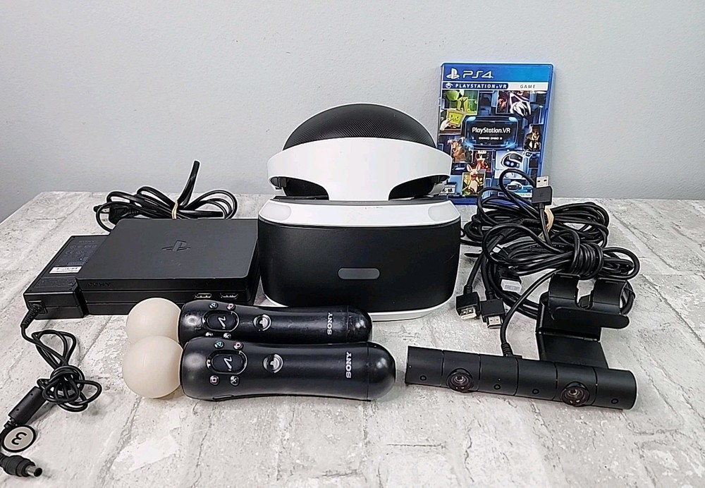 SONY PS4 VR Headset with Camera Bundle (PS4, Model CUH-ZVR2) Tested Working