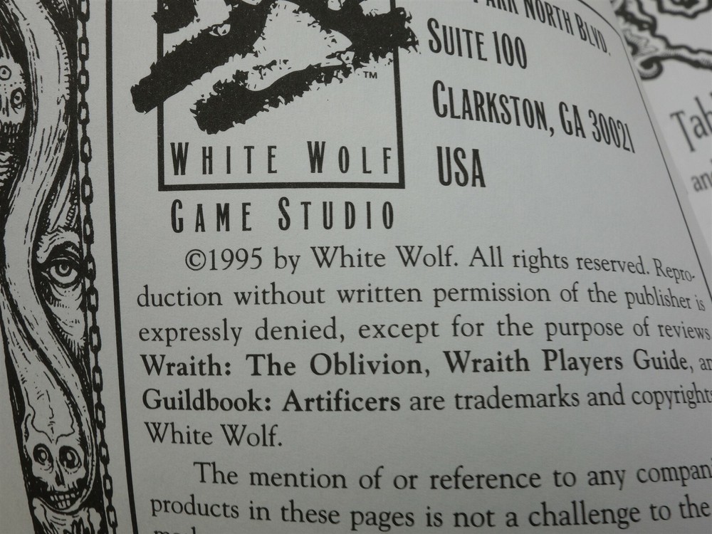 Wraith - The Oblivion: Guildbook One, Artificers Sourcebook (White Wolf)