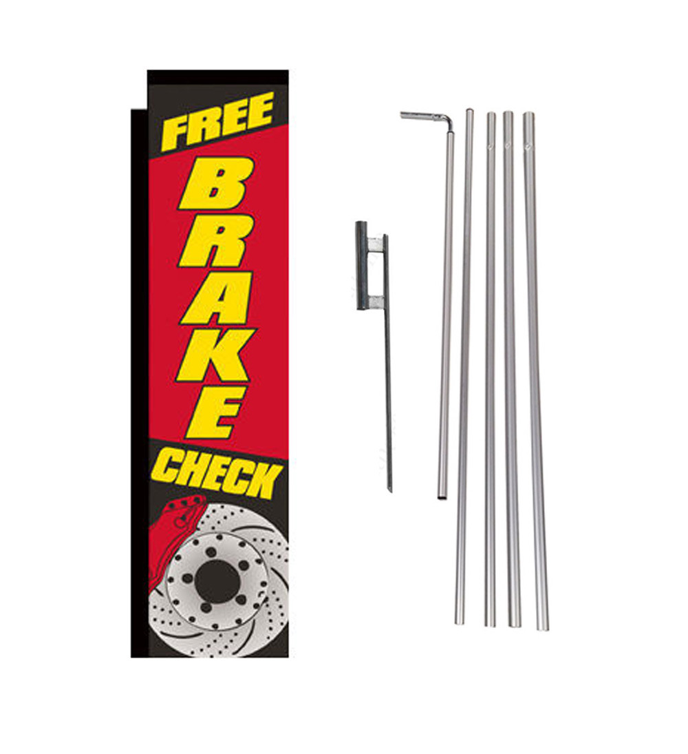 Free Brake Check 15' Advertising Rectangle Feather Banner Flag w/ pole+spike