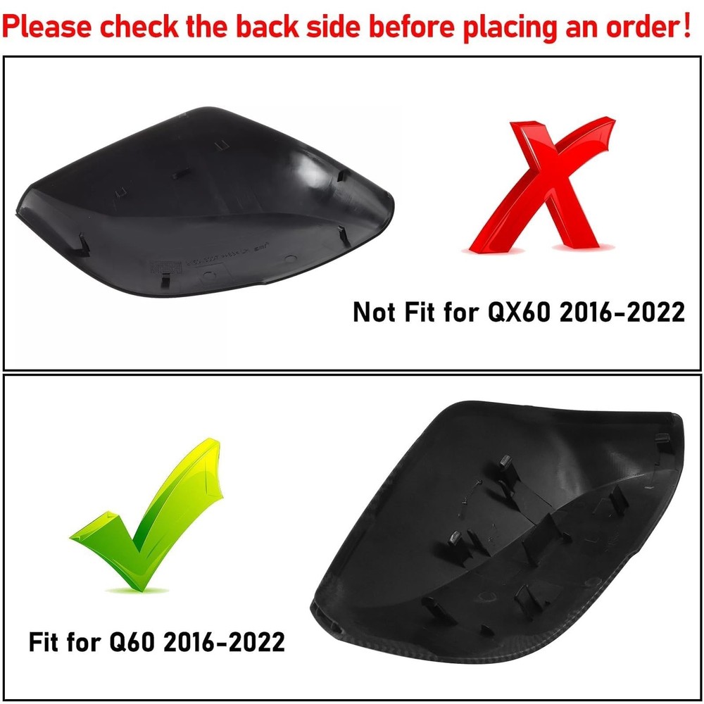 Compatible with Infiniti 2014-2022 Left Driver & Right Passenger Side Mirror ...