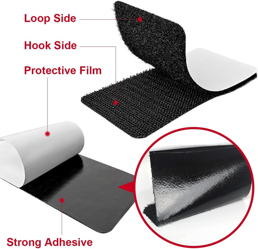 2X4 Inch Hook and Loop Strips with Adhesive, Nylon Heavy Duty Hook and Loop Tape