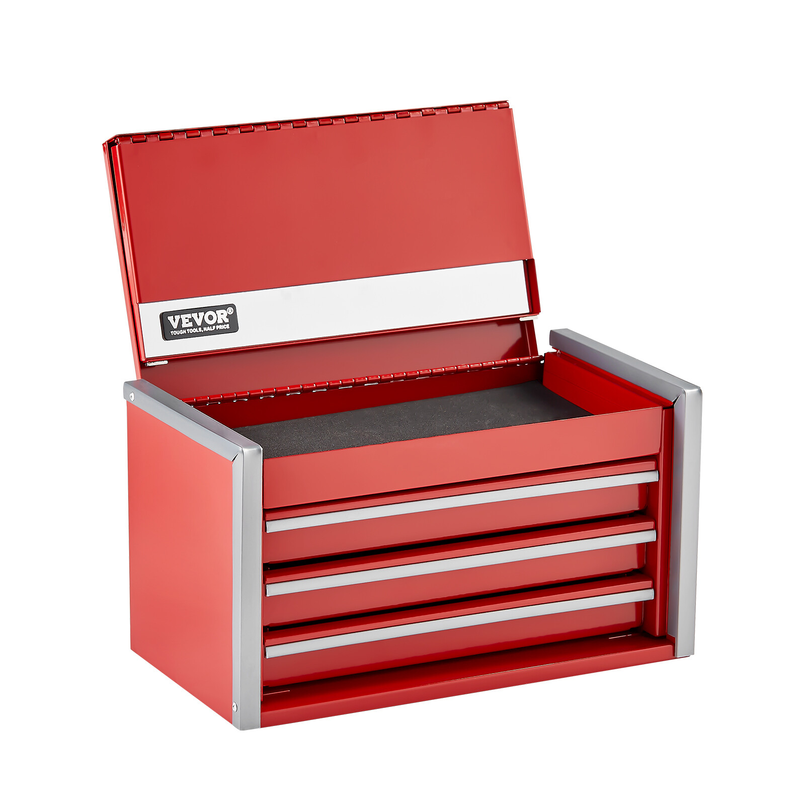 Tool Box 8.6-inch Portable Metal Tool Box 3 Drawers Tool Organizer Red