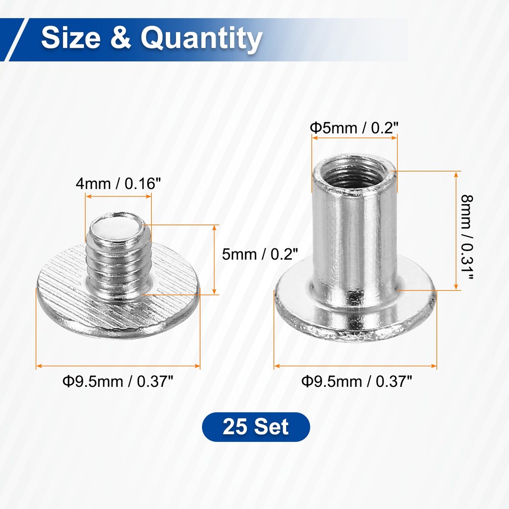 25set Phillips Chicago Screw M5x8mm Binding Post Screw, White