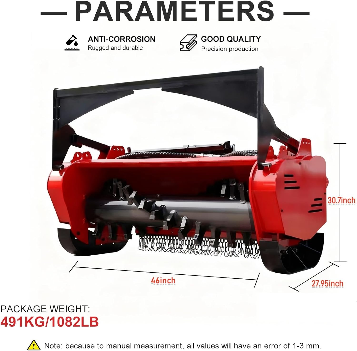 46in Forestry Mulcher Attachment Wood Chipper Brush Mower Fits Bobcat Skid Steer