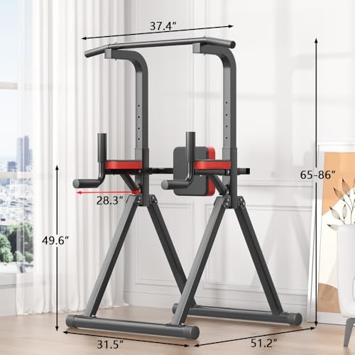 Foldable Power Tower, Adjustable Multifunction Pull Up Bar Tower Station,