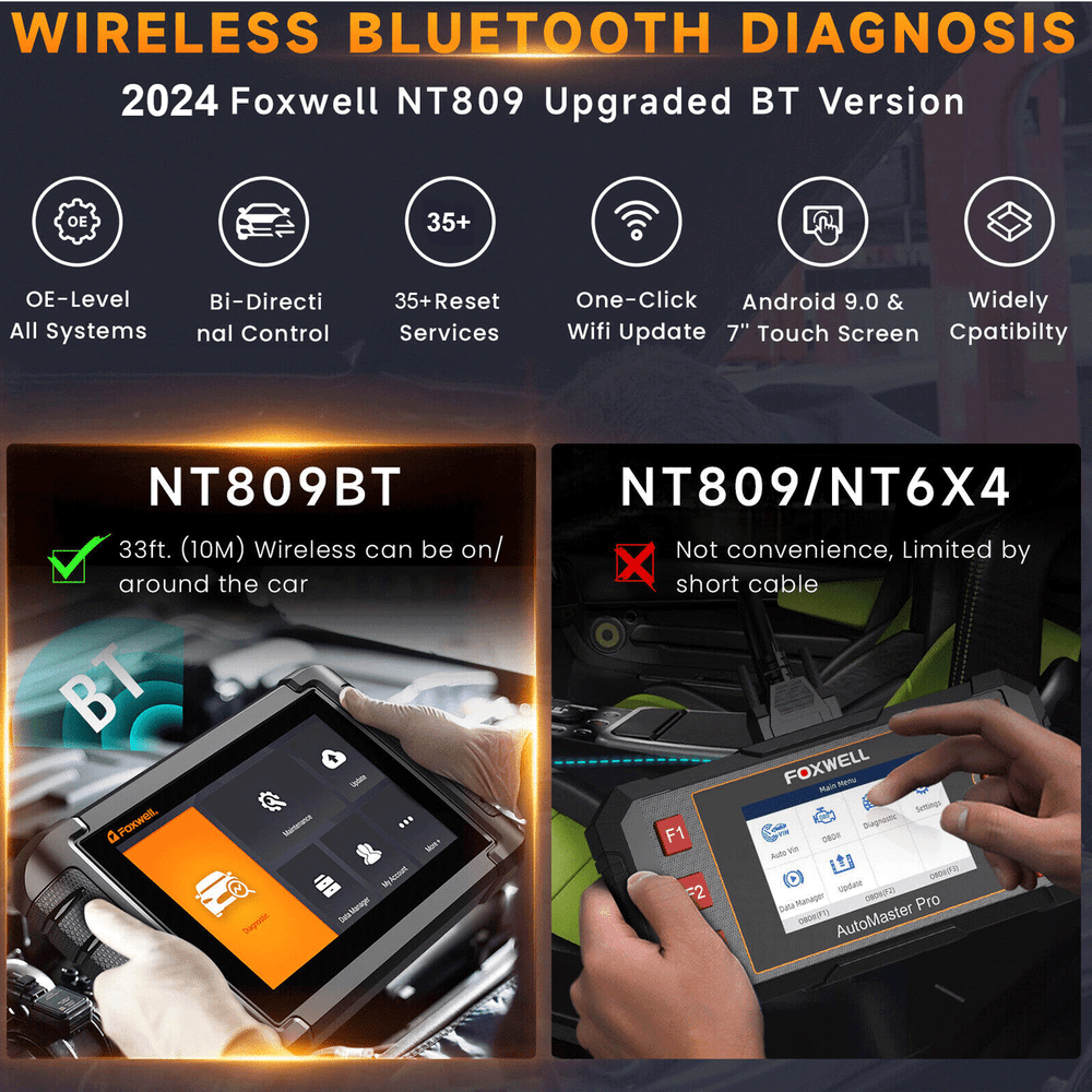 FOXWELL NT809 BT Bidirectional All System Car OBD2 Scanner Diagnostic Scan Tool