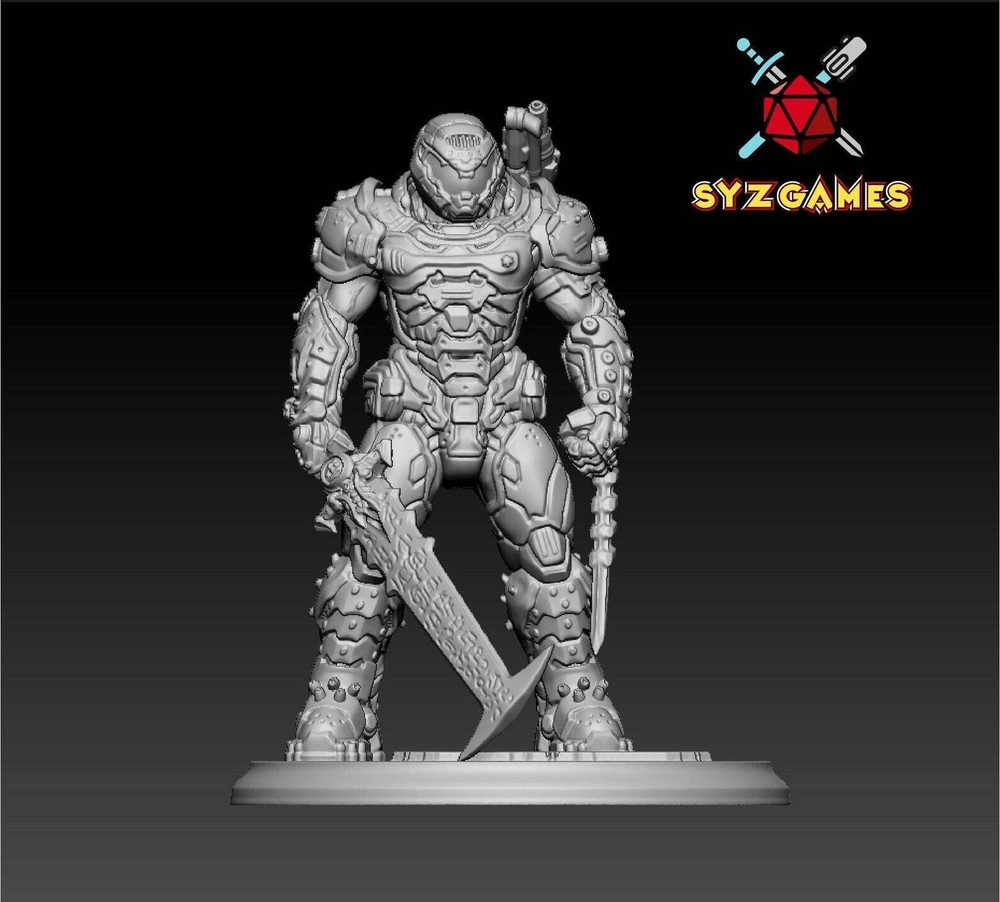 Doom Guy | Sci-Fi Resin Miniature | D&D Tabletop RPGs Role Playing