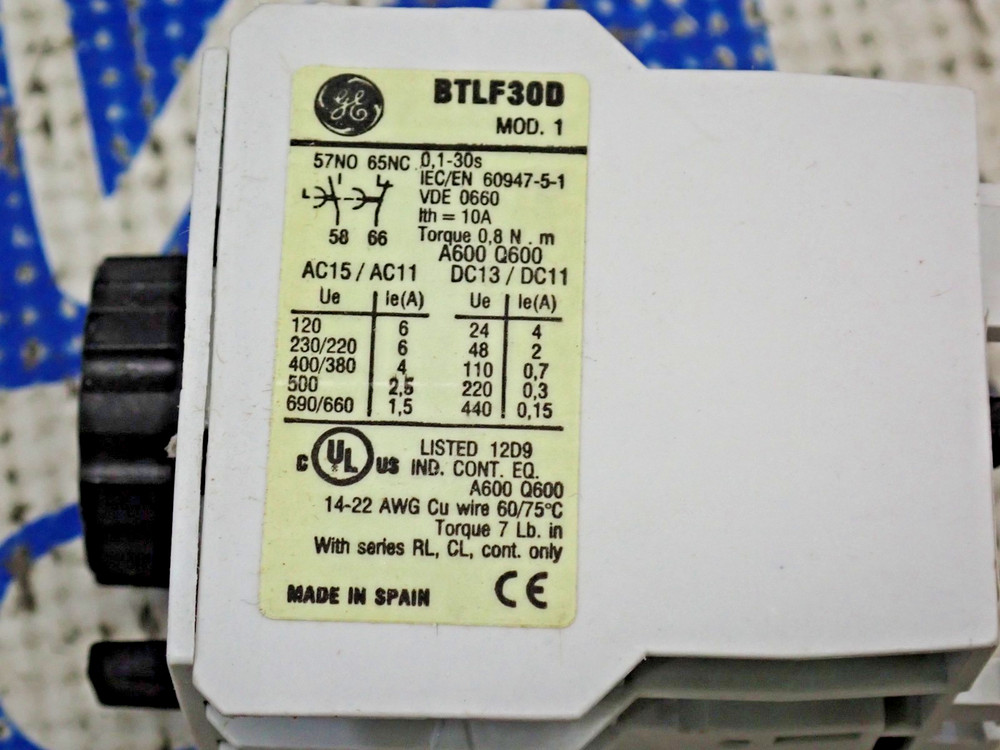 GE BTLF30D Pneumatic Timer 0.1-30s New