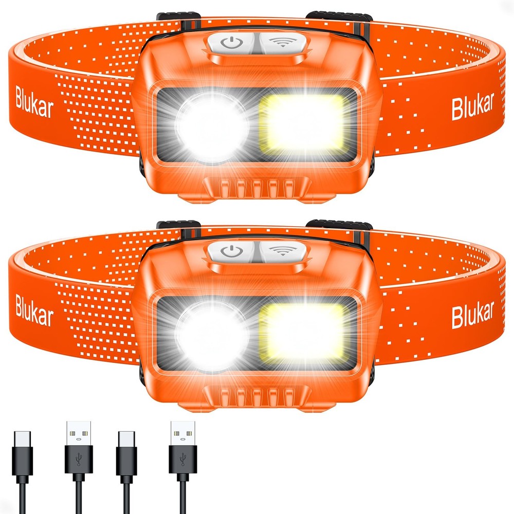 Blukar LED Headlamp,2000L Super Bright Rechargeable Headlight Flashlight with...