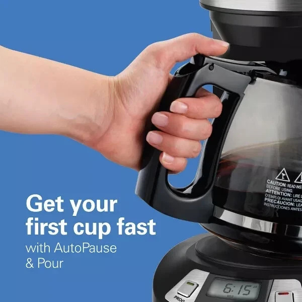HAMILTON BEACH PROGRAMMABLE COFFEE MAKER 12 CUP CAPACITY W/AUTO PAUSE AND POUR