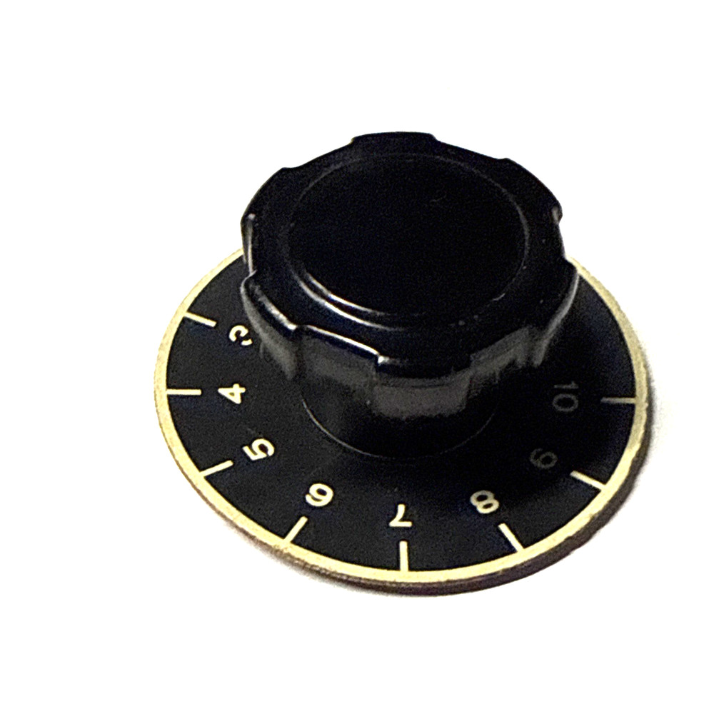 one black knob w/dial OD =45 mm for 6 mm shaft w/ double locking screws