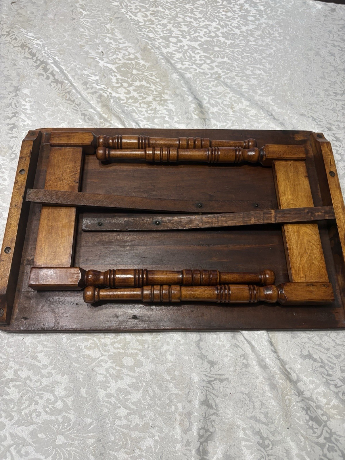 Antique Wood Childs Folding Table 24” X 16” & 16” High Solid Nice Table