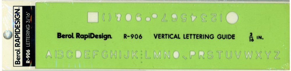 Berol Rapidesign Template - Vertical Lettering Guide 3/16" - R-906