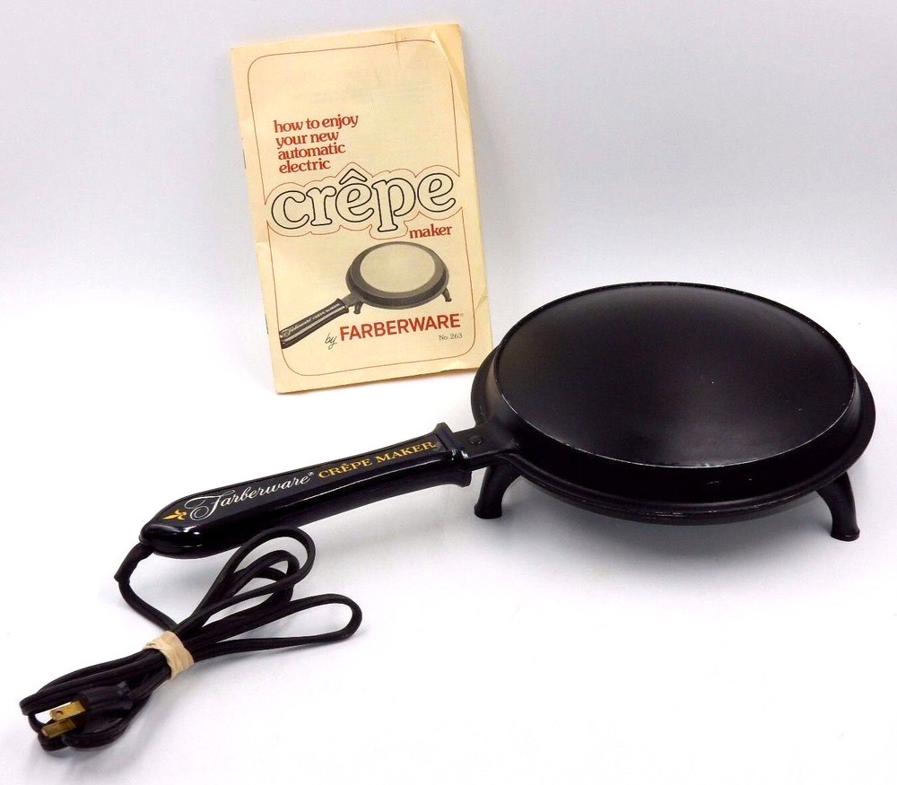 VINTAGE FARBERWARE BATTER UP AUTOMATIC ELECTRIC MODEL 263 CREPE MAKER & MANUAL