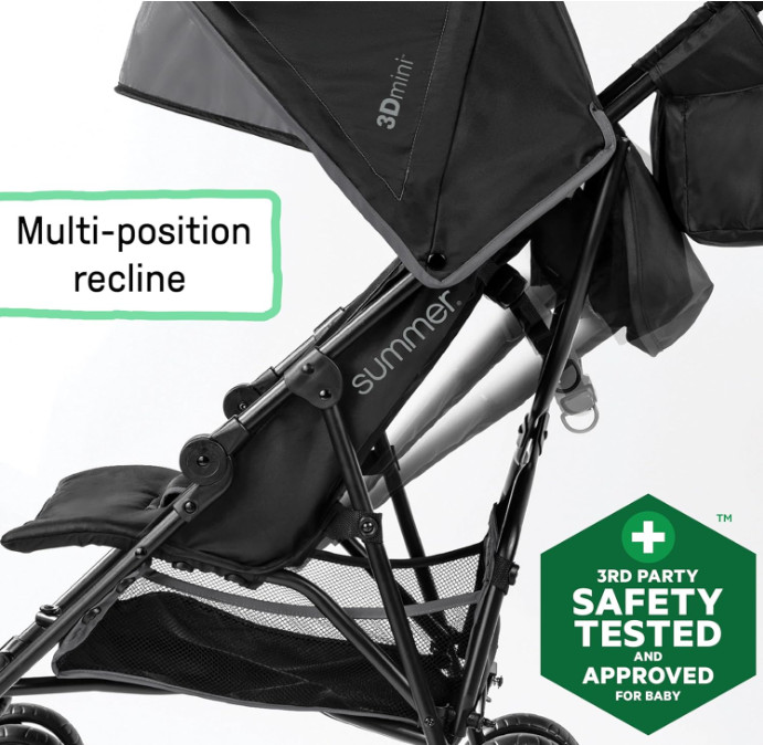 Summer 3D Mini Stroller – Lightweight, Compact, Multi-Position Recline, Gray
