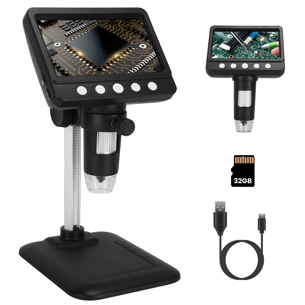 1000X Digital Microscope 4.3" LCD 8LEDs USB to PC for Coin / Electronics