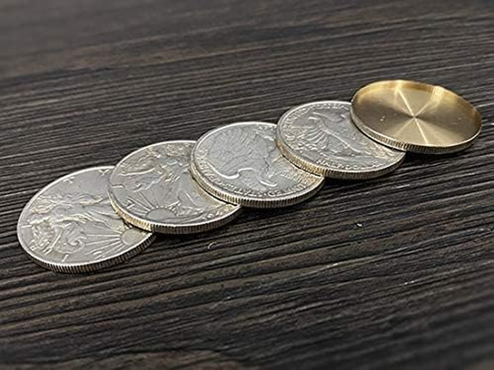 Walking Liberty Half Dollar Shell and Coins Set Magic Tricks (4 Coins 1 Shell) C