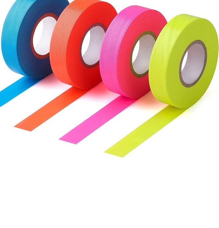 Flourescent Flagging Tape, Non-Adhesive Plastic Ribbon Neon Marking Roll,