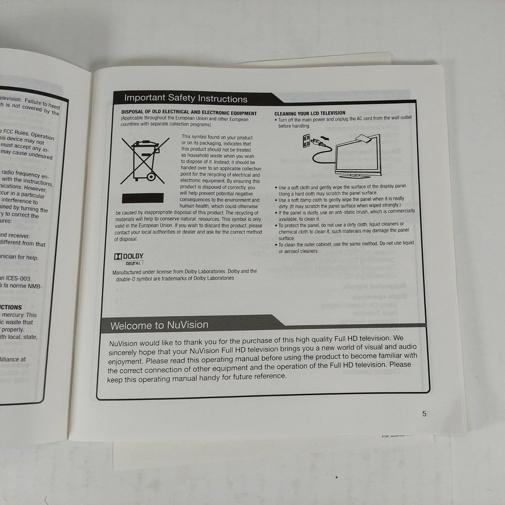 NuVision Lucidium TV Owners Manual & Quick Start Guide