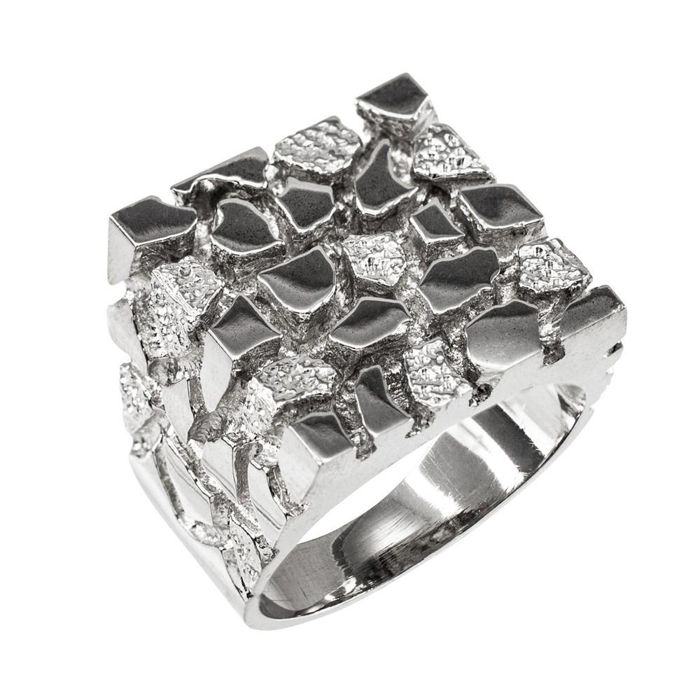 .925 Sterling Silver Men's Classic Nugget Ring