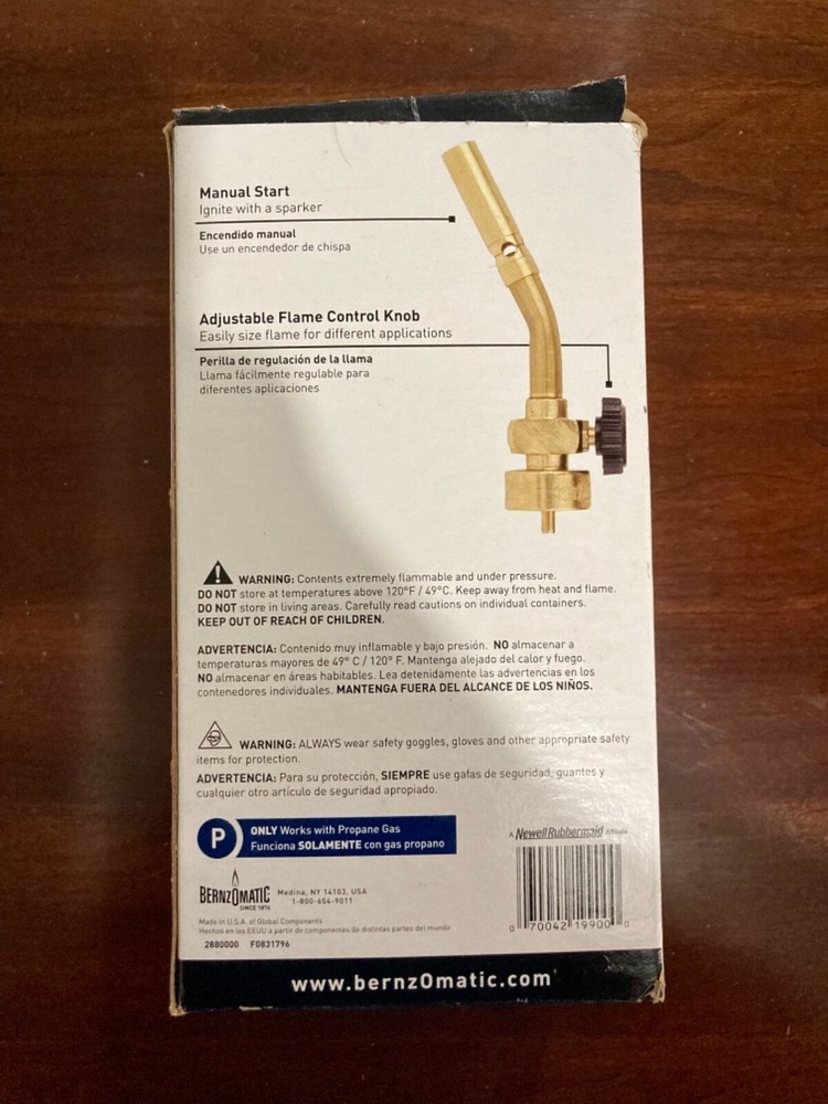 BernzOmatic Ul100 with Fat Boy - solid brass torch kit - 20% more propane