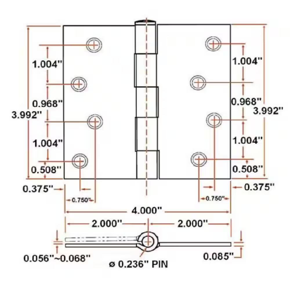 4 In. Square Corner Oil Rubbed Bronze Door Hinge Value Pack (3 per Pack)