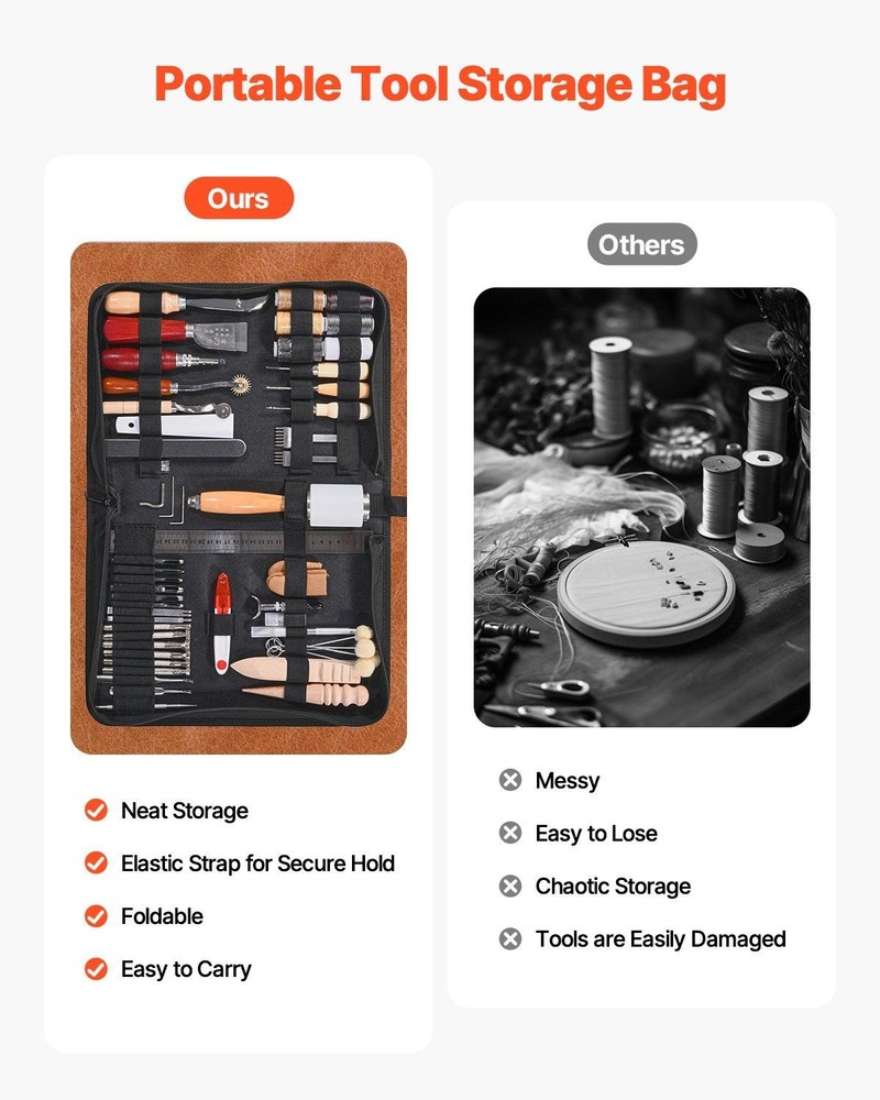 Ultimate Leather Artistry Kit Containing 59 Durable Craft Instruments