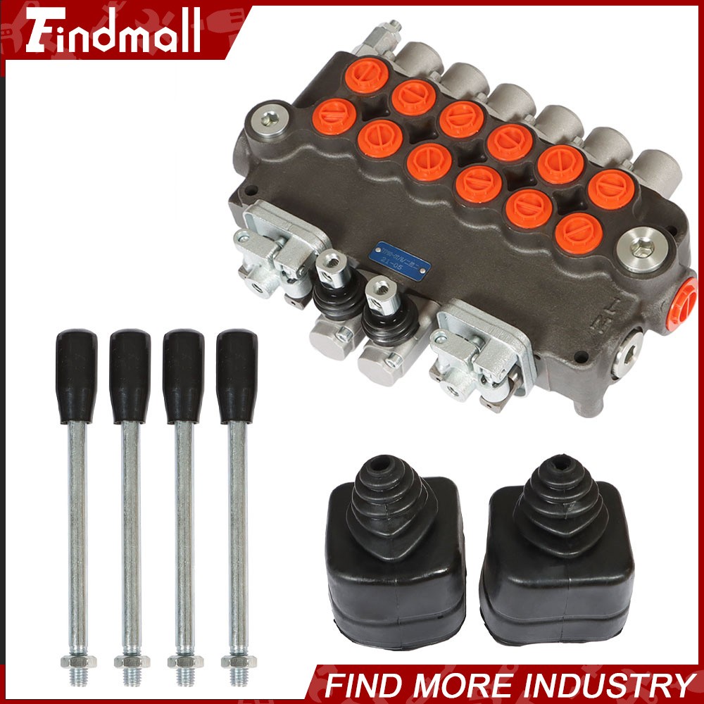 Hydraulic Backhoe Directional Control Valve 21 GPM 6 Spool With 2 Joysticks