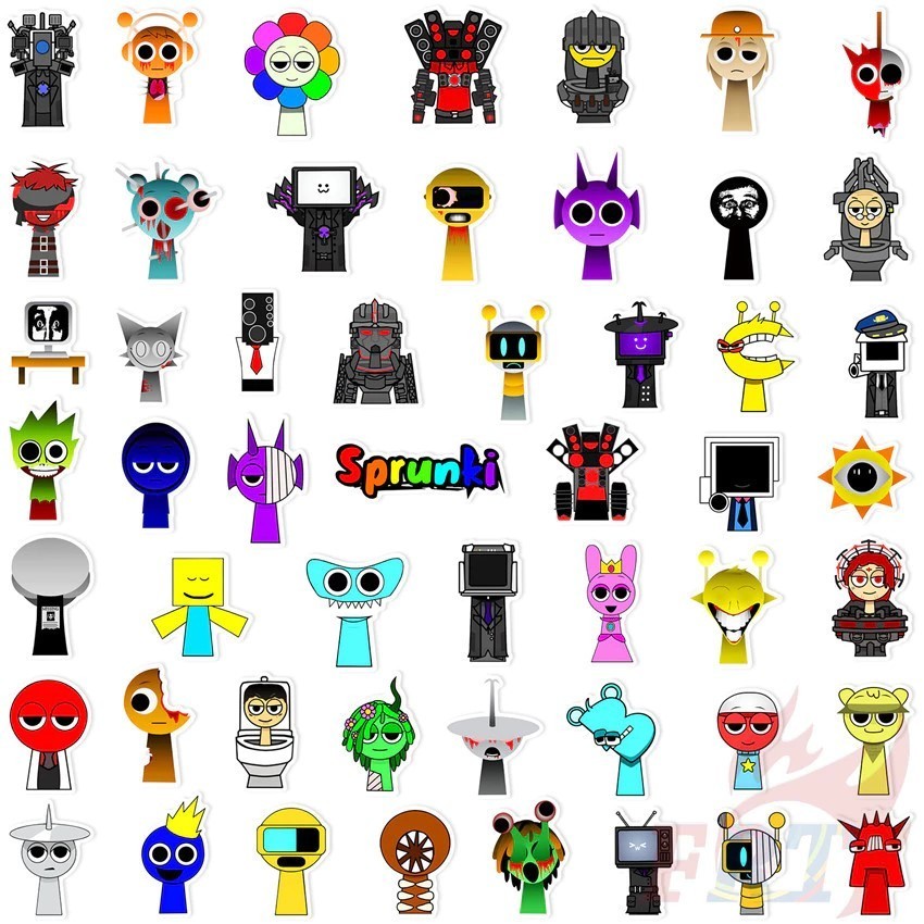 100/50 Incredebox Sprunki Sticker Pack