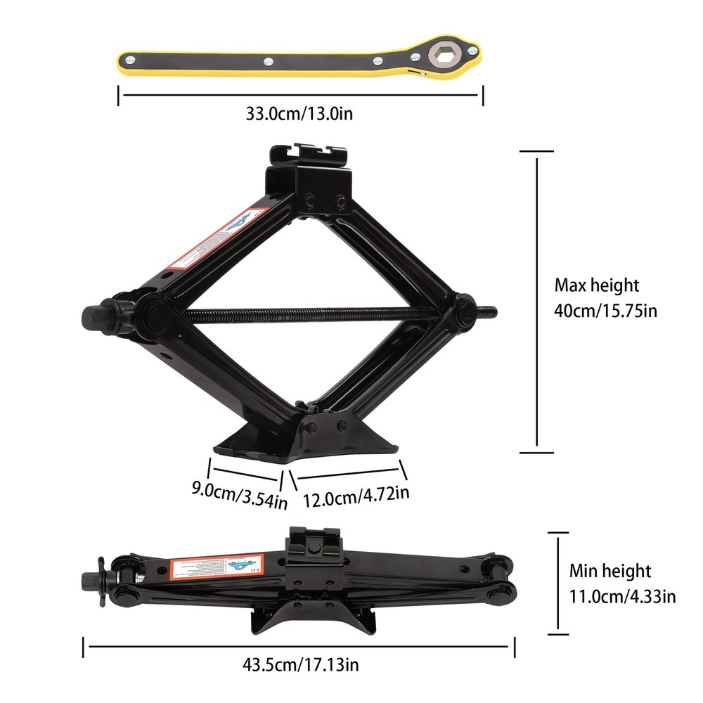 LABLT Scissor Jack 2.5 Tons Capacity with Ratchet Handle Effort Saving