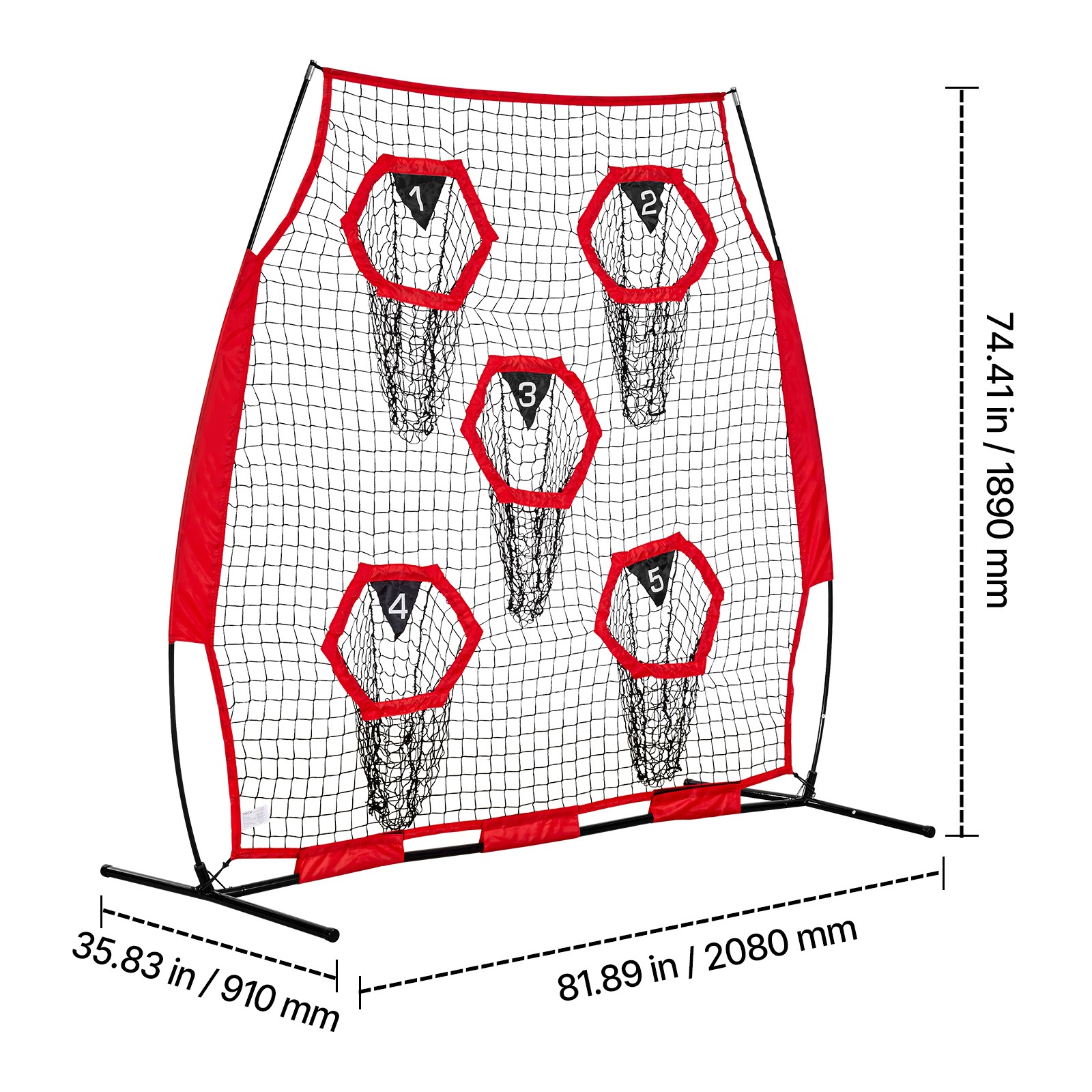 Uimoso 6x6 ft Portable Football Throwing Net for QB Training and Practice - Red