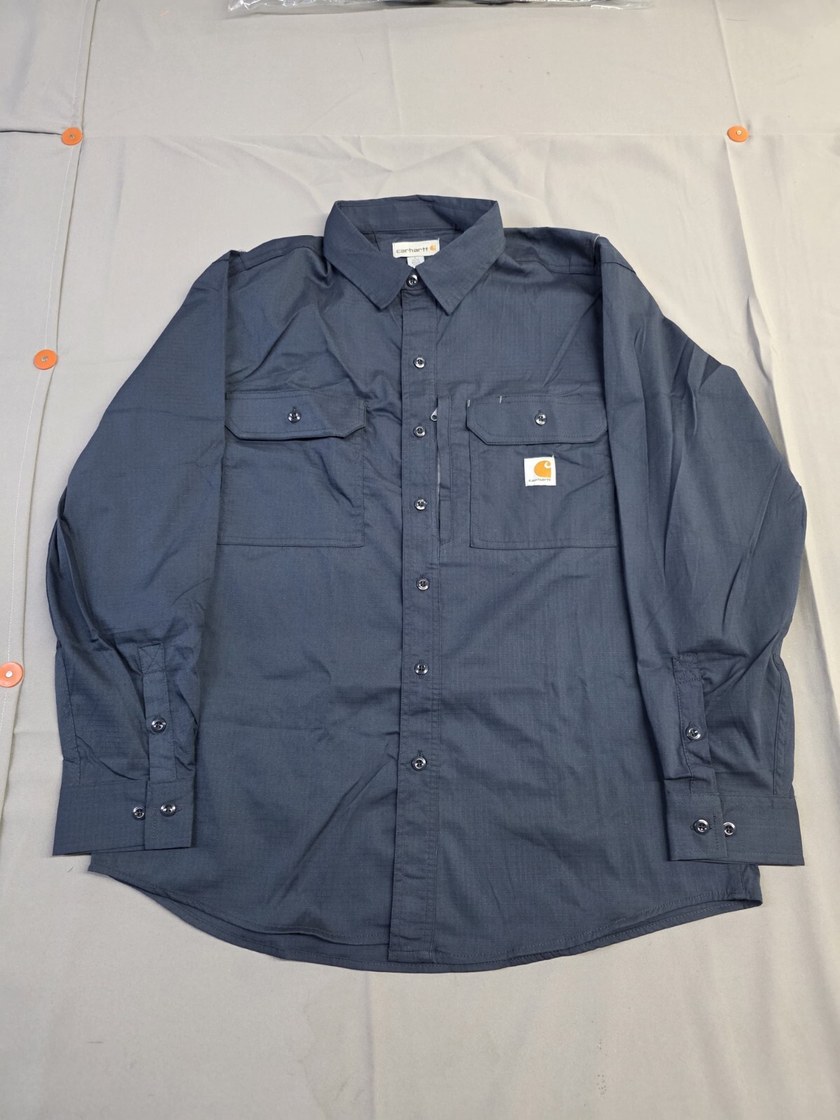 Carhartt Men's Long-Sleeve Button-Down Work Shirt Navy