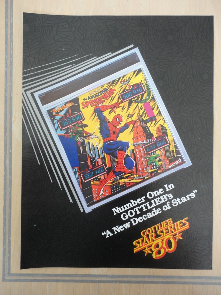 Spiderman Pinball Machine 2 Page Original Magazine Pull Out Advertisement