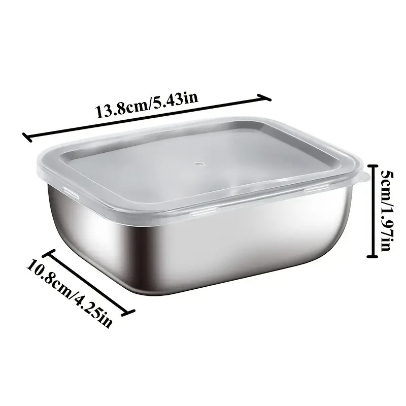 6 X Stainless Steel Food Storage Containers with Lids – Lunch & Prep Set