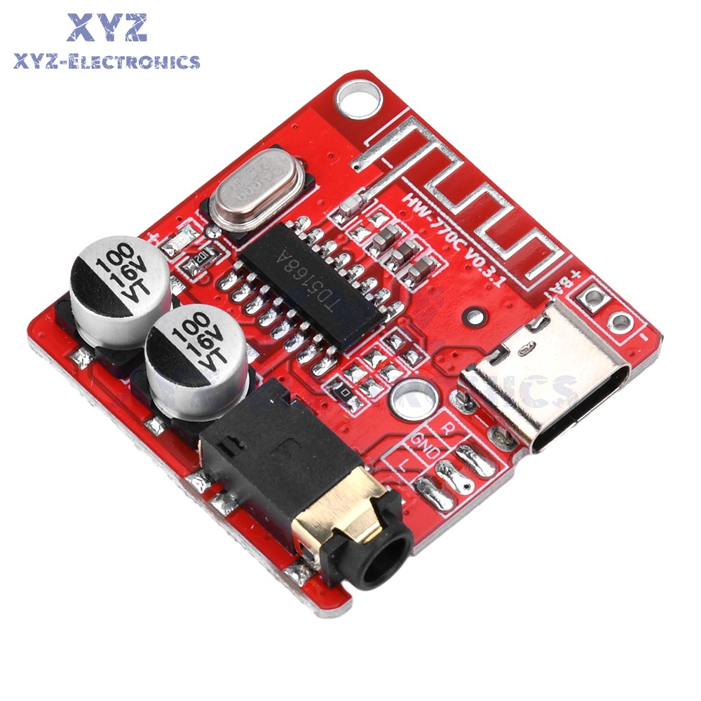 5pcs 3.7-5V Type-c Mini Bluetooth Audio Decoder Board MP3 Audio Receiver Module