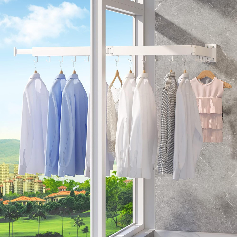 Clothes Drying Rack,Laundry Space Saver Wall Mounted,Retractable,Collapsible(Tri